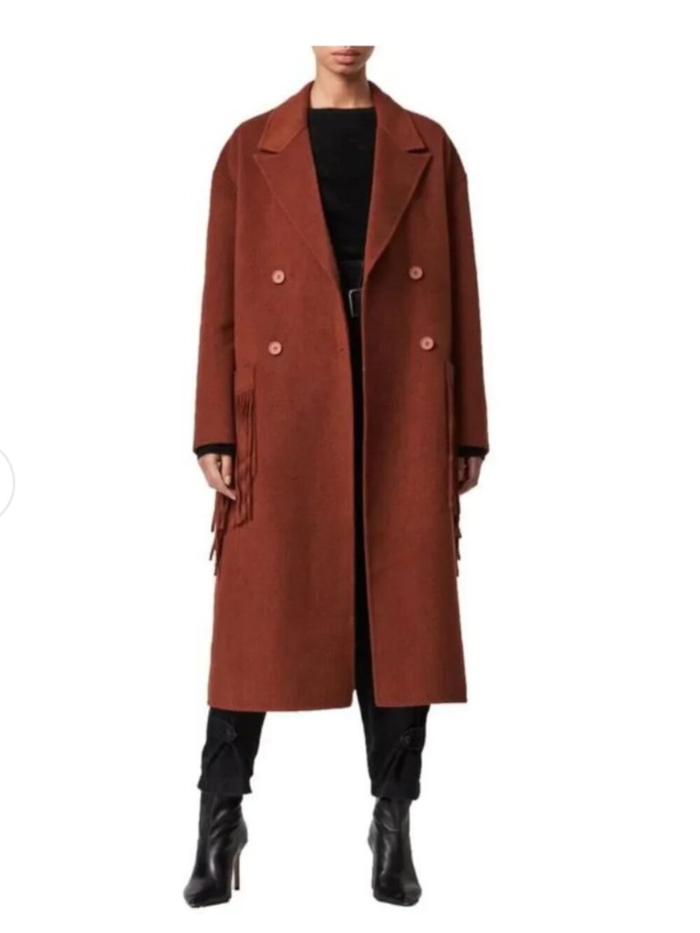 TOTEME style fringe coat from ALLSAINTS . pristine condition. wool fabric.